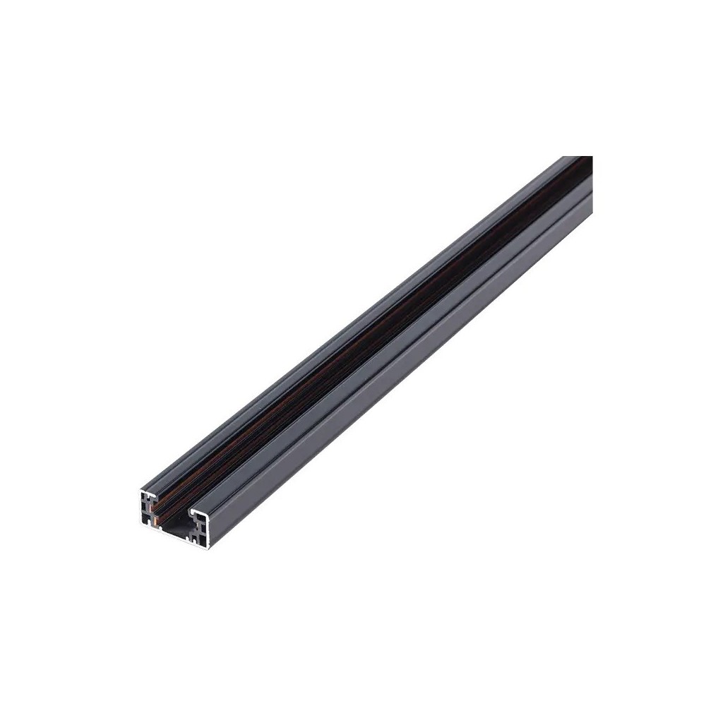 Sort LEDskinne til skinnespot, 1 meter, 1-faset, med tilslutning og endeprop