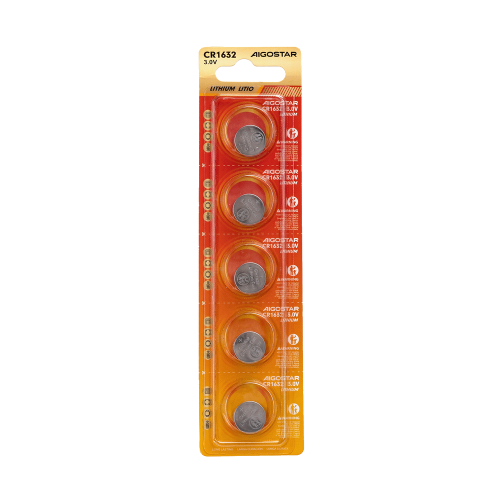 Knapcelle-batterier CR1632 3V - Pakke med 5 stk. - 3 års producentgaranti