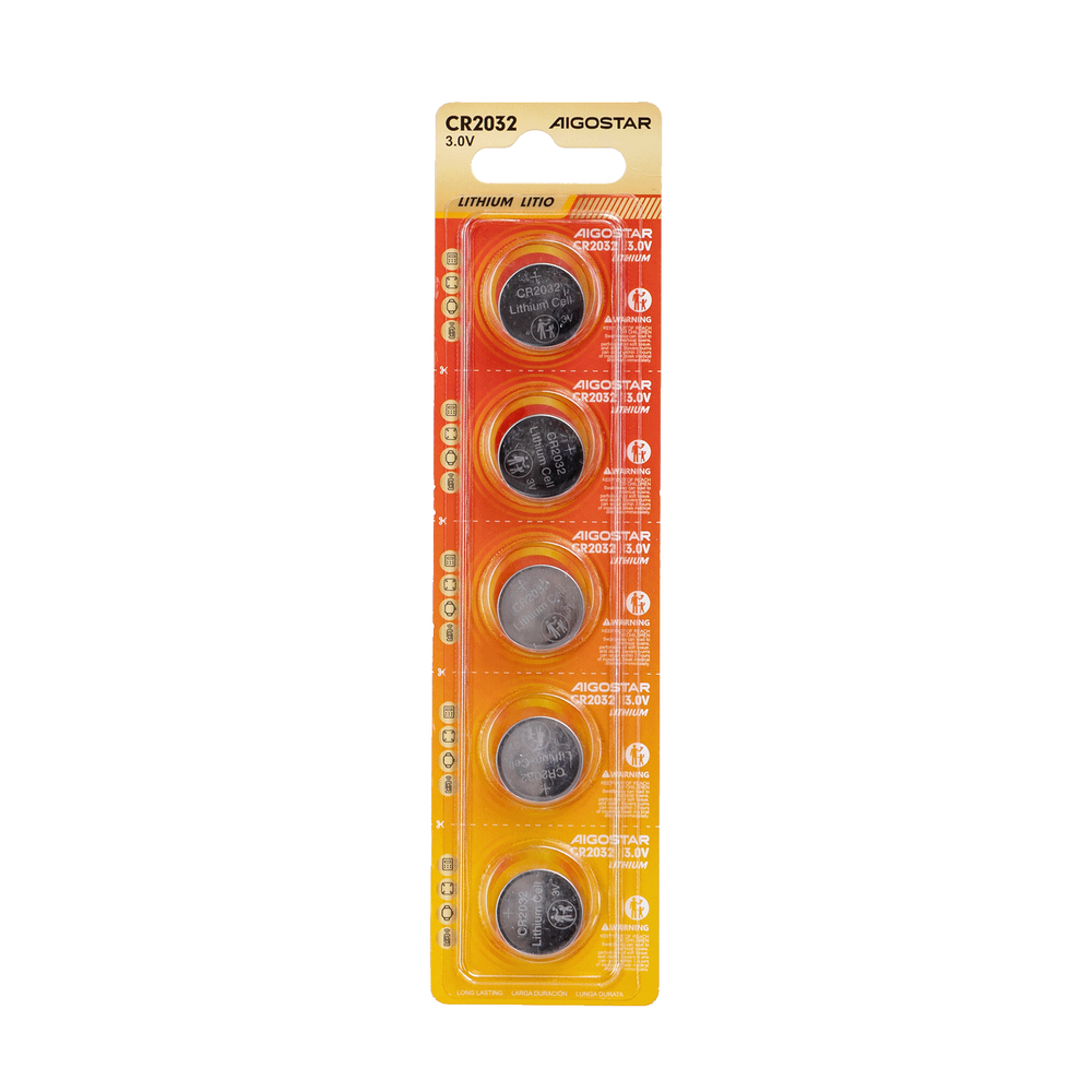 Knapcellebatteri CR2032 3V - 5 stk. med 3 års producentgaranti