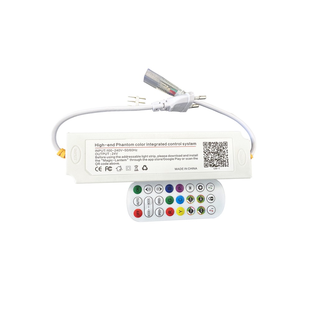 RGBIC WiFi kontroller med fjernbetjening - Til IP67 RGBIC 24V LED strips.