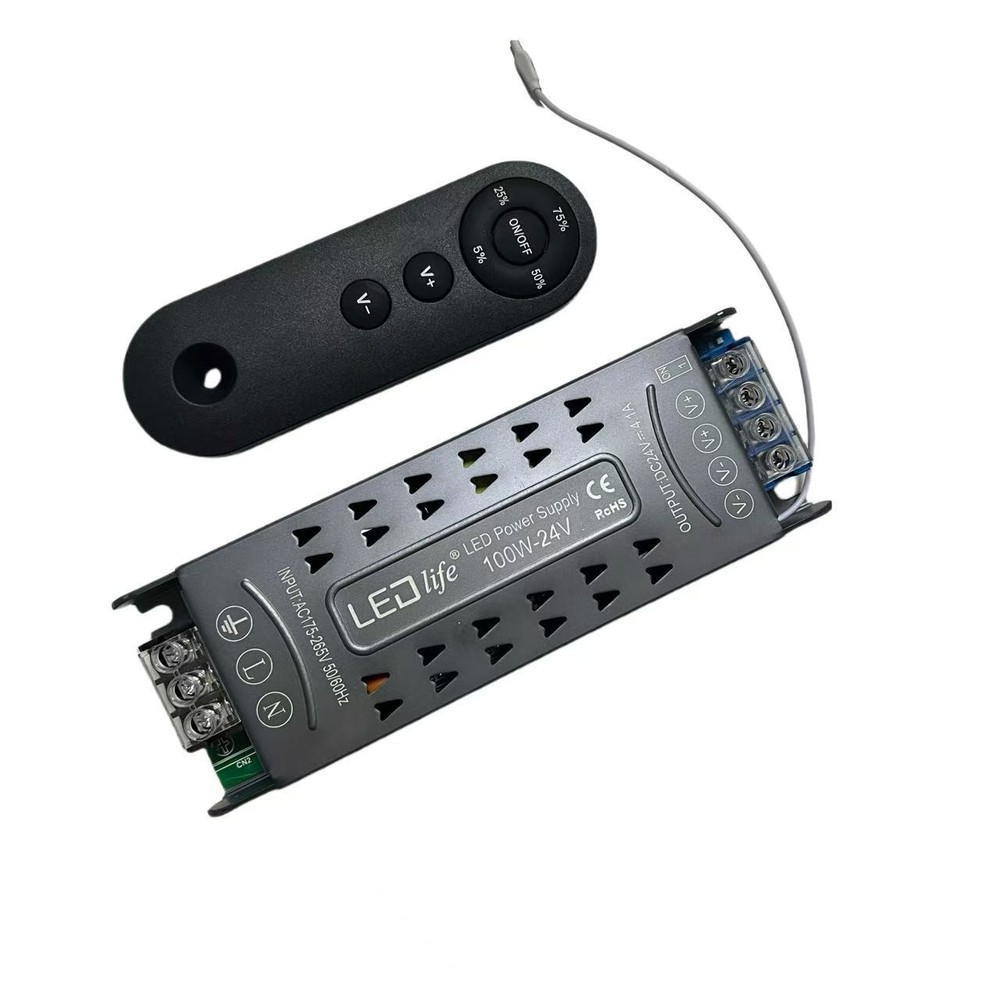 LEDlife 100W dæmpbar strømforsyning med fjernbetjening - 24V DC, 4.17A, Flicker fri, IP20 (indendørs)