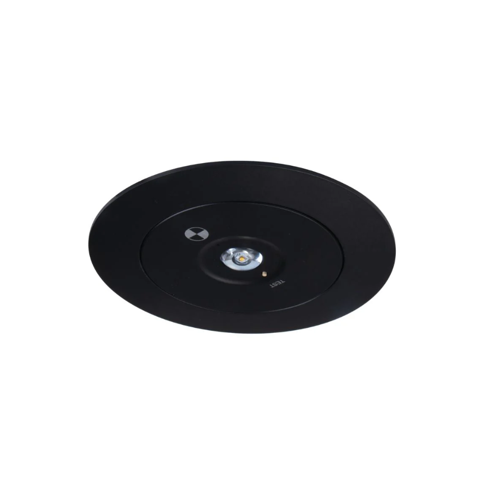 LED nødbelysning spot til loft, 3W - 3 timers batteri, Philips LED, Sort