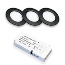 LEDlife Reco68 møbelspot - Sort, inkl. strømforsyning (3 stk.), 2,5W, 12V, 180lm, RA80