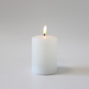 LED Bloklys med smeltet look og flammeeffekt, 10 cm høj, Ø7,5 cm, inkl. fjernbetjening og ægte stearin