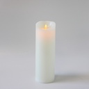LED XL Bloklys 30cm høj med flammeeffekt og fjernbetjening - Hvid - Ægte stearin - Timer inkluderet