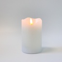 LED Bloklys med flammeeffekt, hvid, 12,5cm høj, Ø7,5cm, fjernbetjening, timer, ægte stearin