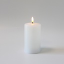 LED Bloklys med smelte-look og flammeeffekt, inkl. fjernbetjening, timer og ægte stearin - 12,5cm høj, Ø7,5cm