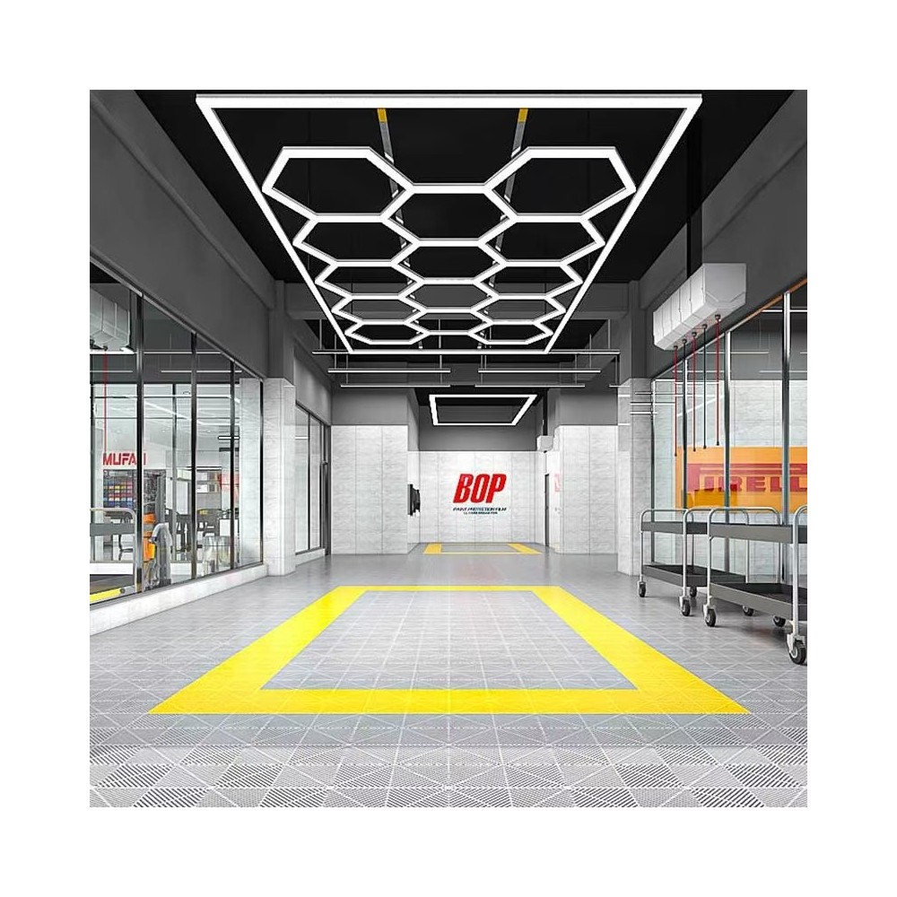 Hexagon LED 14 felter + ramme sæt - CRI90, 591W, inkl. strømtilslutning