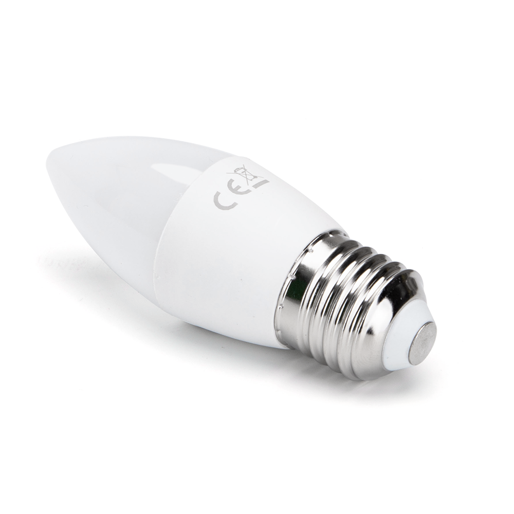 LED lyspære A5 C37 E27 7W 3000K - Erstatter 48W, 610lm, RA80, 3 års garanti