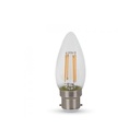 V-Tac 4W LED kertepære - Samsung LED chip, kultråd, B22, 40W erstatning, 230V, 400lm, RA80, 3 års producentgaranti