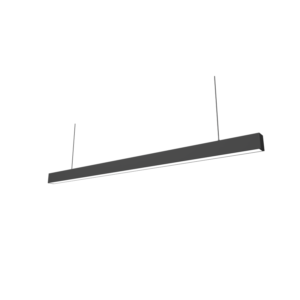 Sort 48W LED lysskinne loftlampe til kontor med wireophæng - 150 cm, 5760 lm, RA80, 120 lm/W