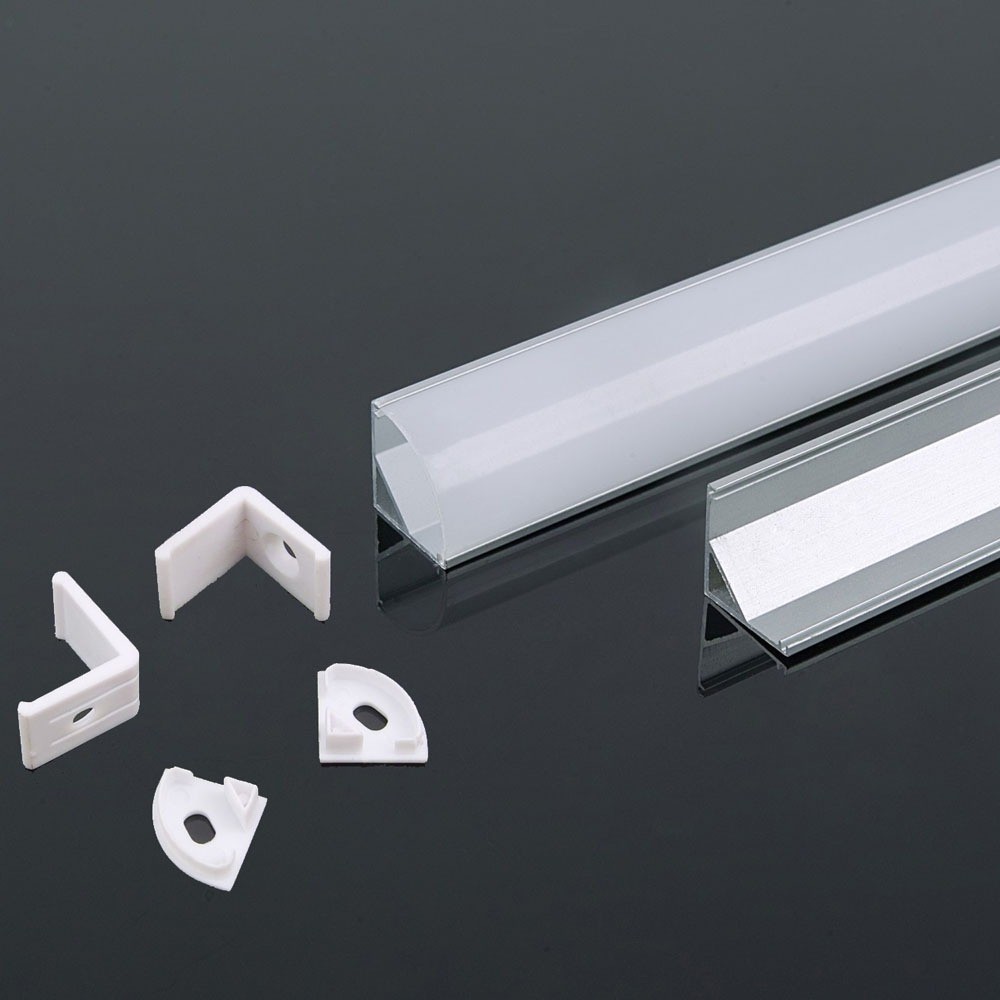 Monteringssæt til LED-strips i hjørner - 2000x15.8x15.8mm, sølvfarvet