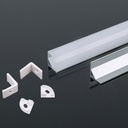 Monteringssæt til LED-strips i hjørner - 2000x15.8x15.8mm, sølvfarvet