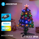 150cm LED juletræs lyskæde - RGBY, 8 lysspil, timer, IP44 - 3 års garanti
