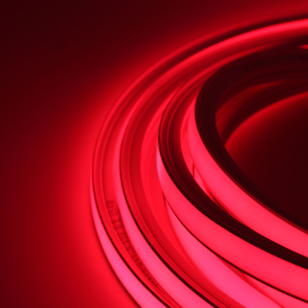 AnyCut Neon Flex 10x10 Rød LED strip - 5m, 8W/m, 12V, Ingen klippeafstand