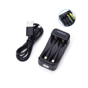 Sort batterioplader til 2xAA/AAA-batterier - 1.2V - 3 års producentgaranti
