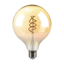 G125 LED pære - 6W, dobbelt spiral, kultråd, amber glas, 1800K, E27, 400lm, RA80