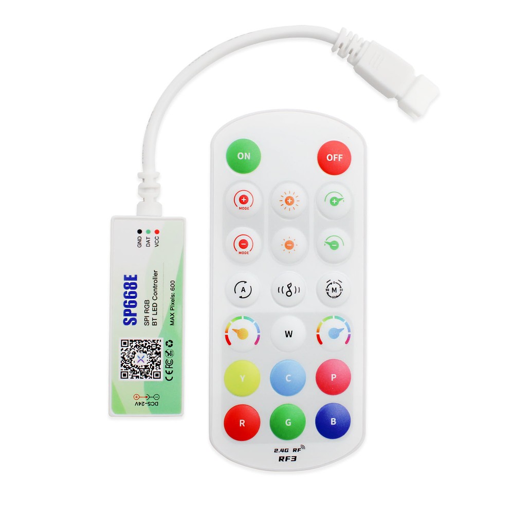 RGBIC 3-pin controller med fjernbetjening - Bluetooth og RF trådløs teknologi