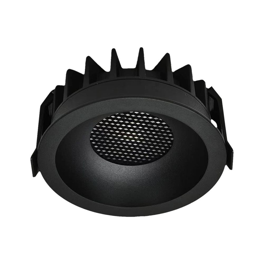 12W LED Honeycomb Downlight med Sort Ring og Sort Kølekrop - Perfekt til høj farvegengivelse (RA90)