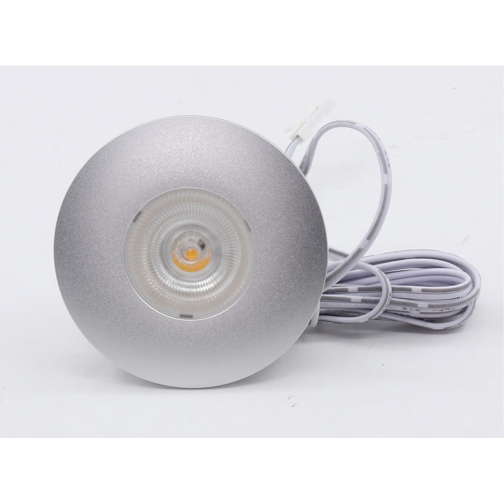 LEDlife Cabi68 Møbelspot - Ø6,8 cm, Børstet Stål, 2,5W, 250lm, RA91, 12V DC Erstatning for 25W.