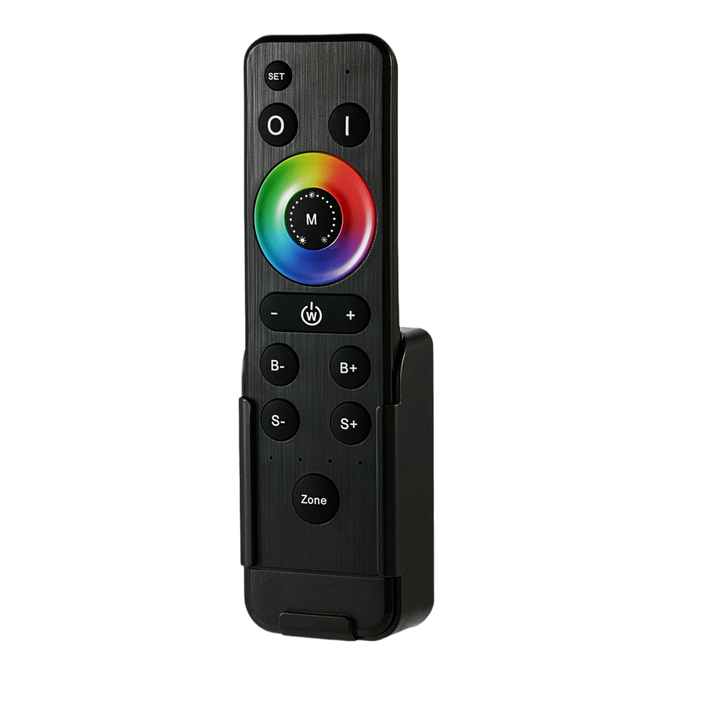 RGB fjernbetjening til 230V RGB controller - 4 zoner, RF' - Trådløs fjernbetjening til styring af RGB belysning med 4 zoner.