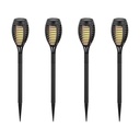 4 stk Solcelle Havelamper - Sorte, med spyd, flammeeffekt, 50cm høj
