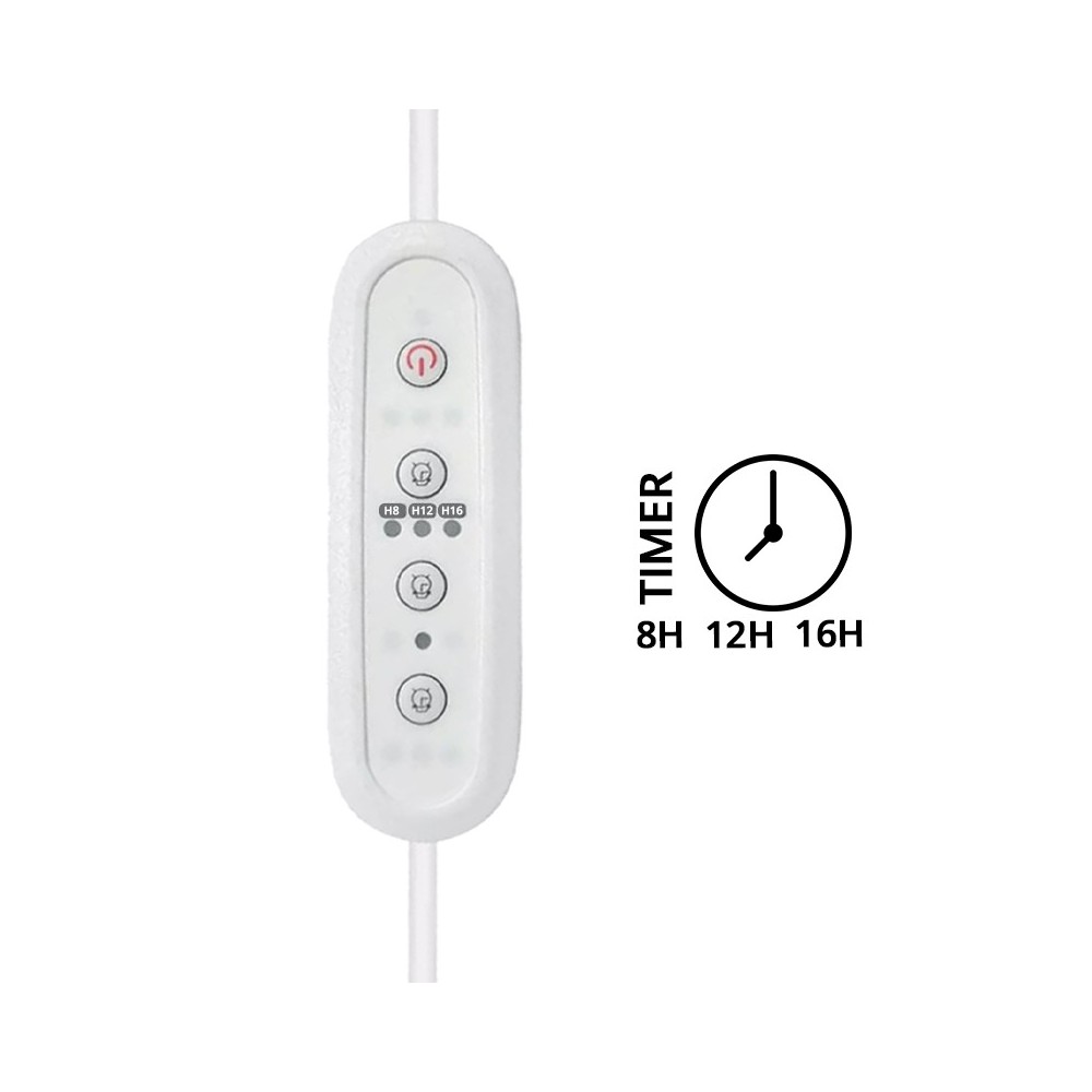 Timer til LEDlife Pro-Grow 2.0 - 1,5 m ledning, 230V, op til 120W, vælg mellem 8, 12 eller 16 timer