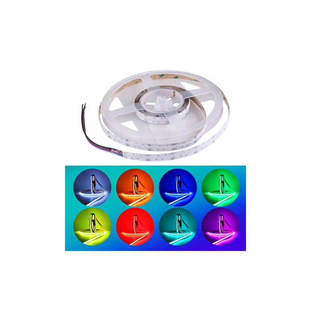 24W/m RGB+WW COB-LED-strips - 5m, IP20, 840 LED pr. meter, 24V, COB-LED (RA90, 1700lm/m)