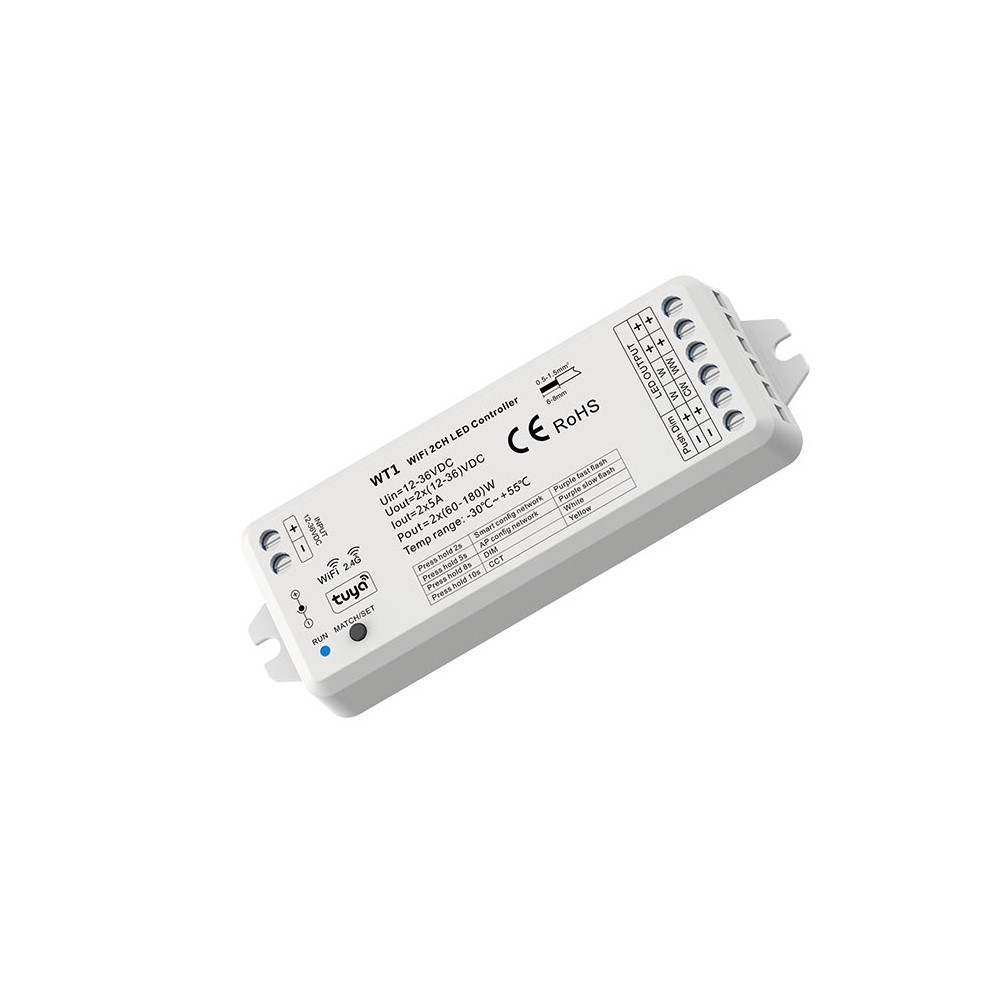 LEDlife rWave dæmper/CCT controller - Tuya Smart/Smart Life, Tryk for dæmpning, 12V (60W), 24V (120W)