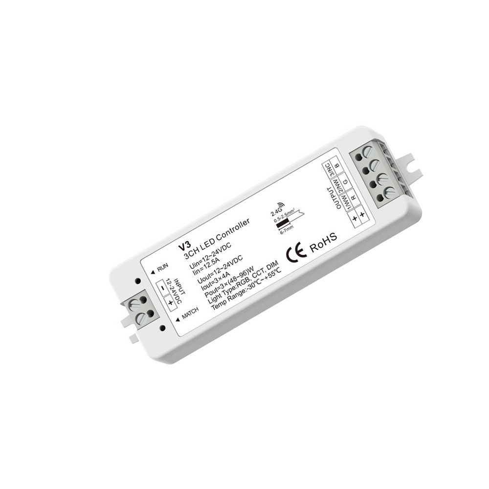 LEDlife rWave RGB-controller - 12V (144W), 24V (288W)
Indgang: 12V-24V
