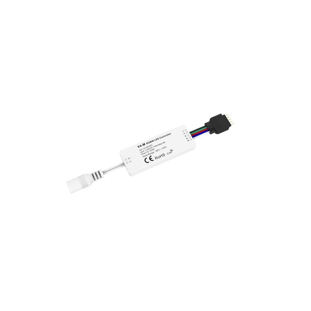 LEDlife rWave mini RGB+WW controller - 12V (72W), 24V (144W), med DC-stik