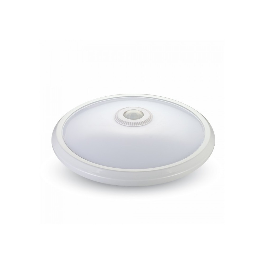 V-Tac 12W LED sensorlampe - Samsung LED chip, PIR sensor, IP20 indendørs, 230V, inkl. lyskilde - Erstatning for 60W - 5 års garanti