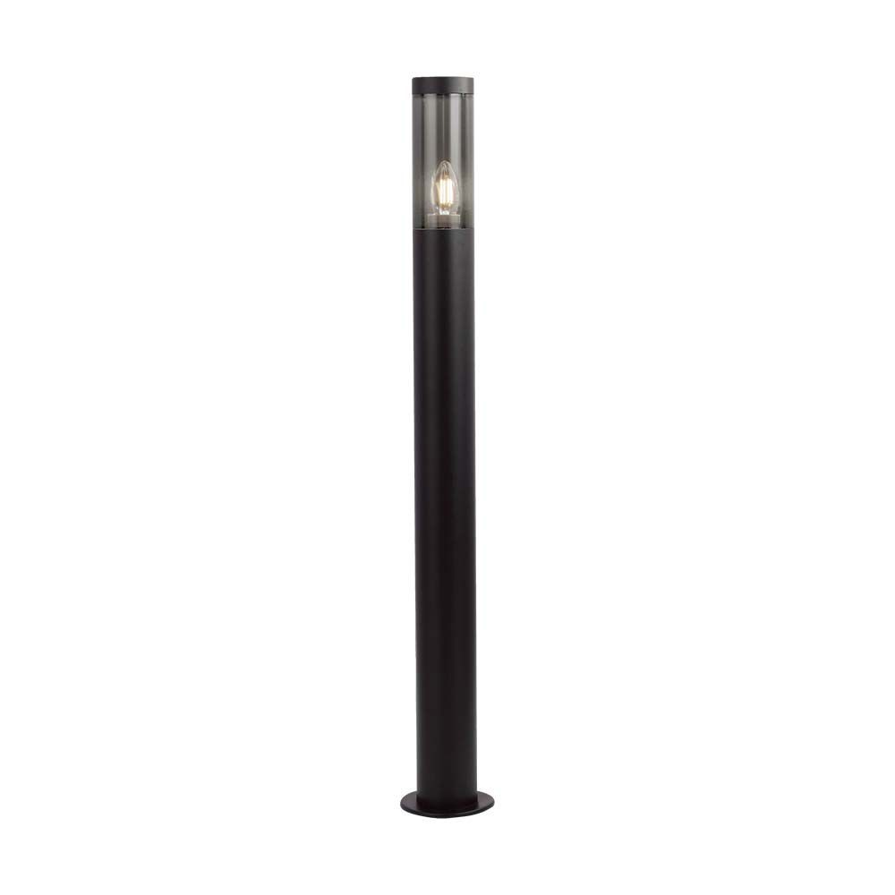 Pullert med E27 lys, røgfarvet plastik og sort hus, IP44, 76x119x1000mm