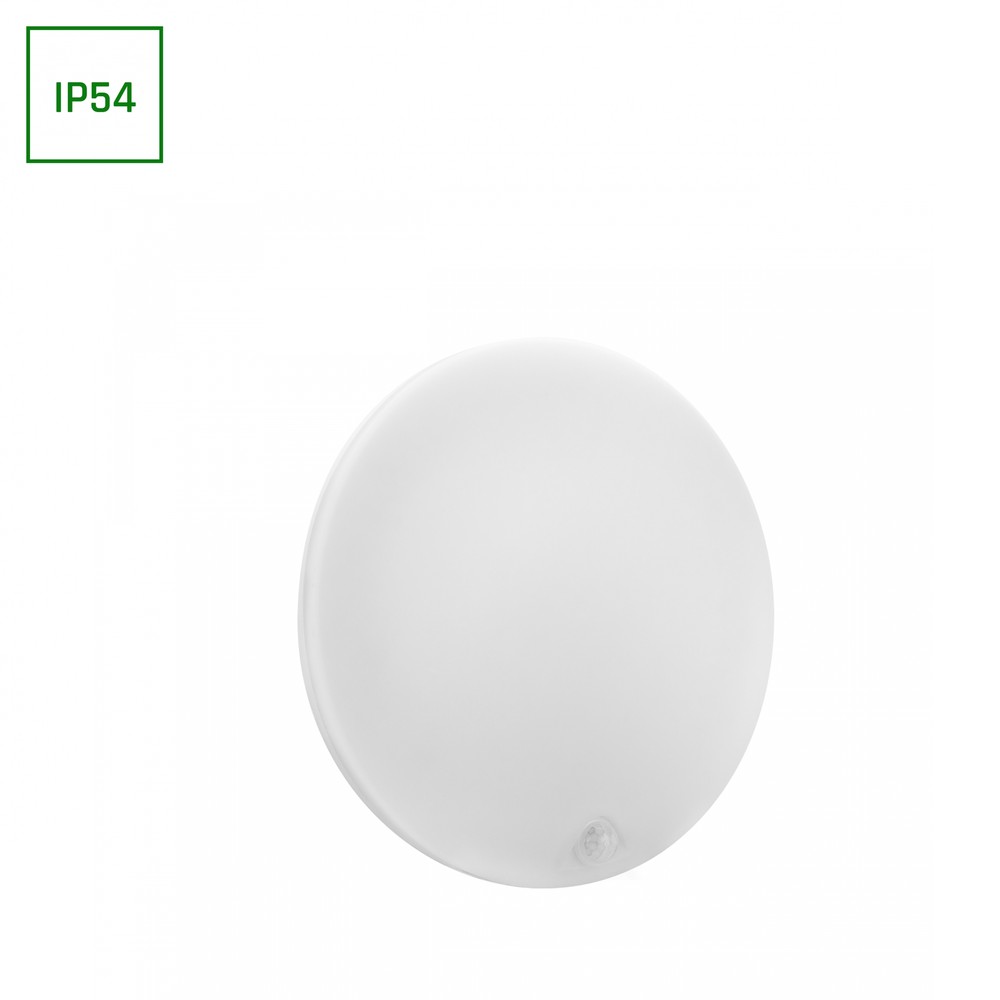 Nymphea Proxi PIR 18W LED Loftlampe - Varm Hvid, 230V, 120°, IP54, Ø300x60mm, Rund, Hvid