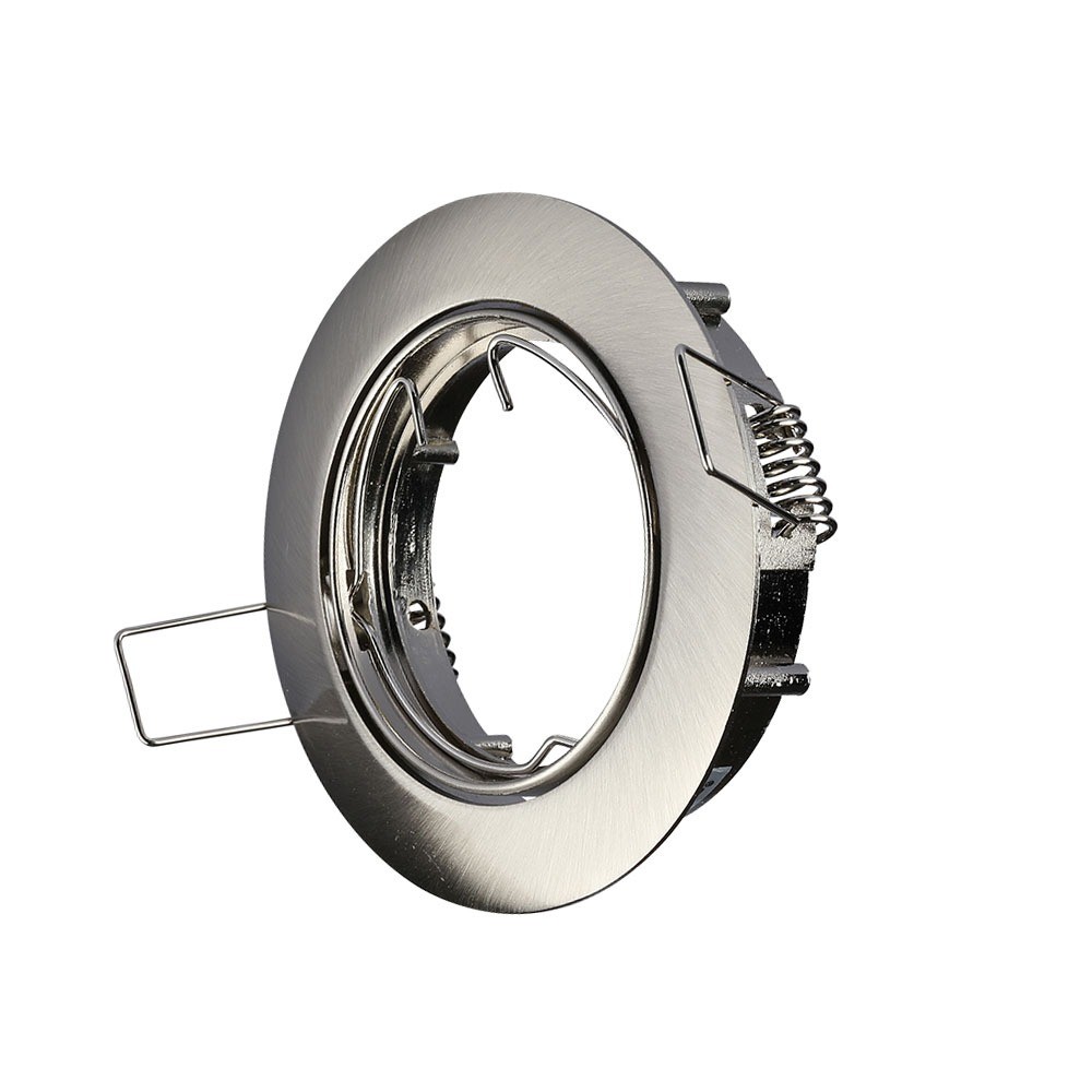 Rund GU10 lampe i satin nikkel - stilfuldt og moderne design til din belysning
