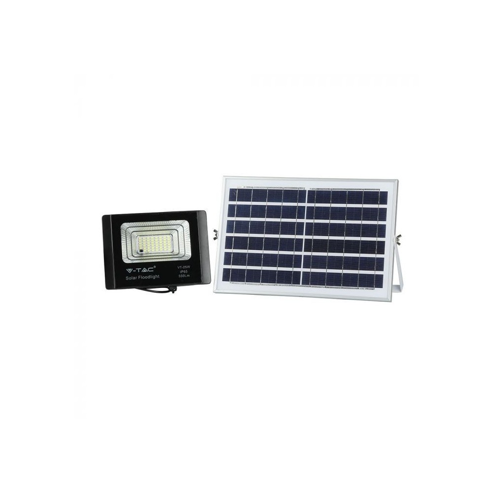 V-Tac 12W Solcelle Projektør LED - Sort, med solcelle, fjernbetjening, IP65