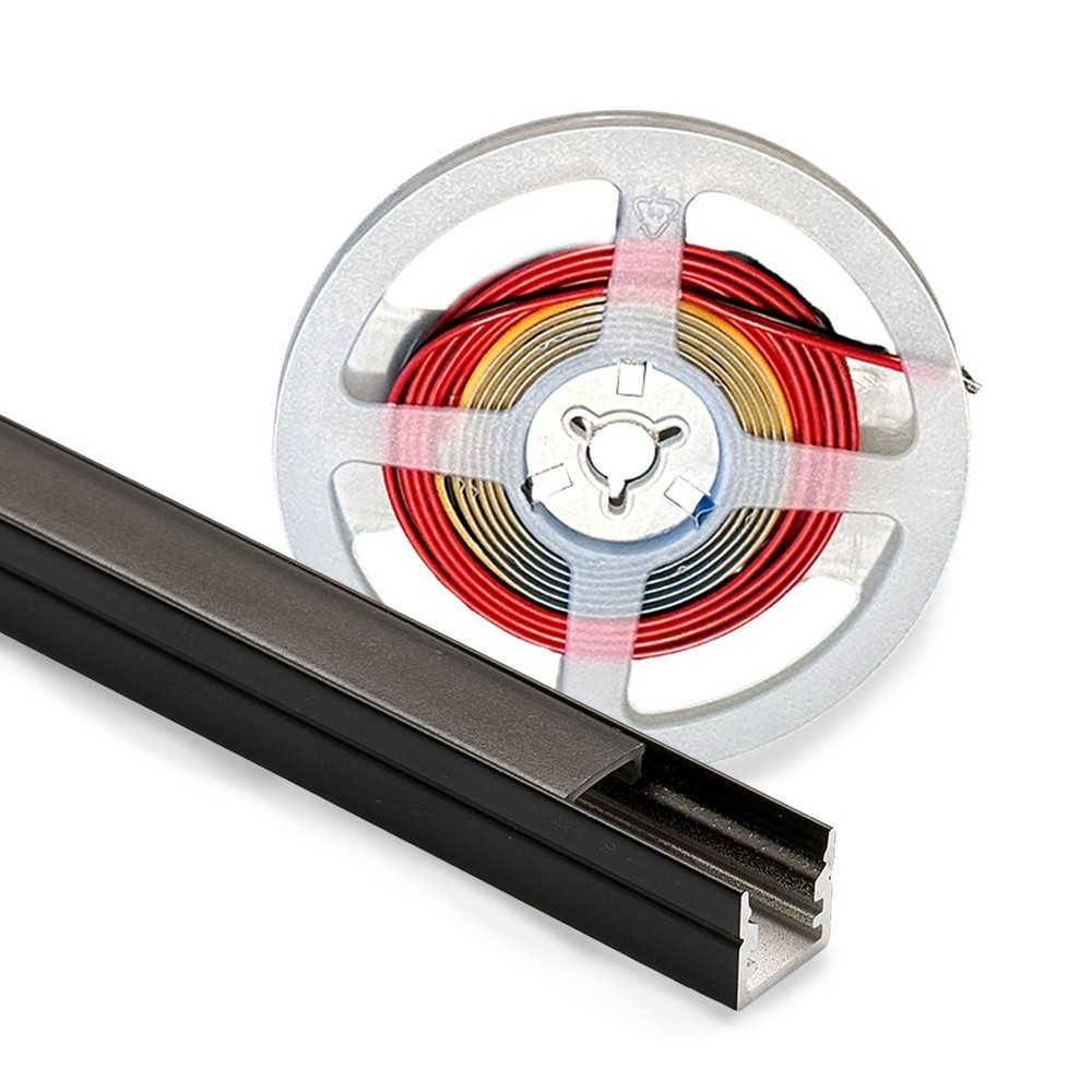 Profilsæt til akustikpanel inkl. CCT LED strip - Sort cover og endestykker inkluderet