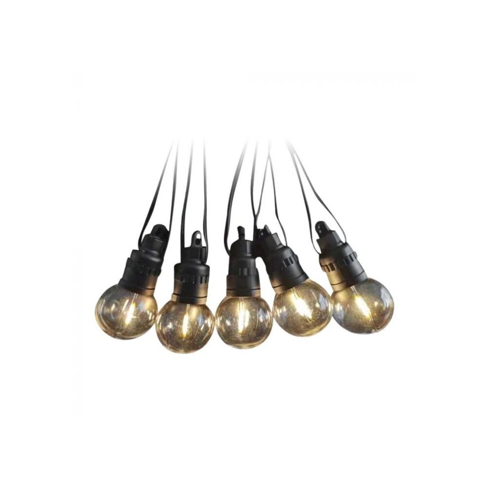V-Tac Solcelle lyskæde med 10 stk. 0.5W pærer - 12 meter, fjernbetjening, IP44, inkl. lyskilde, 300lm