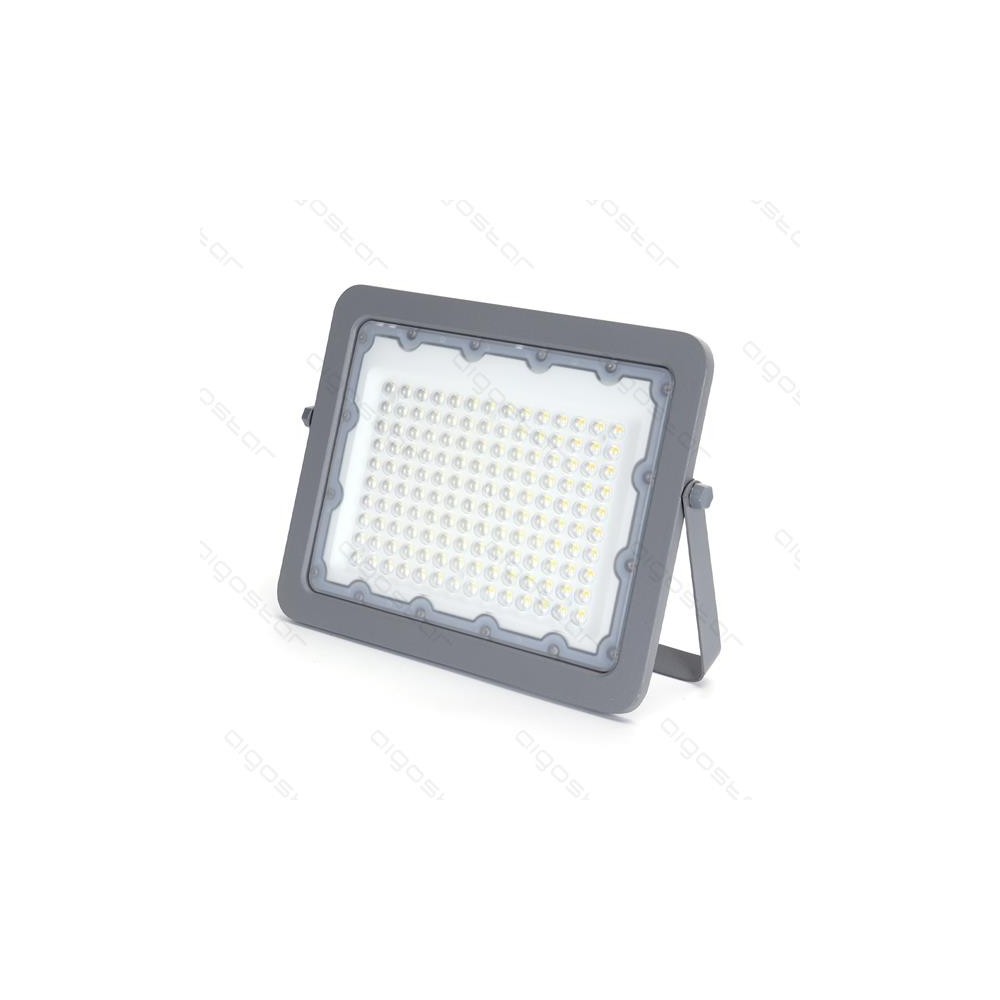 LED projektør 100W, tynd model, 9000 lumen, grå - moderne og kraftfuld belysning til udendørs brug