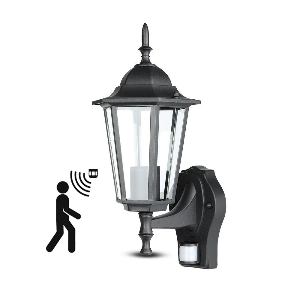 V-Tac udendørs væglampe med sensor - IP44, E27 fatning, uden lyskilde – 3 års producentgaranti