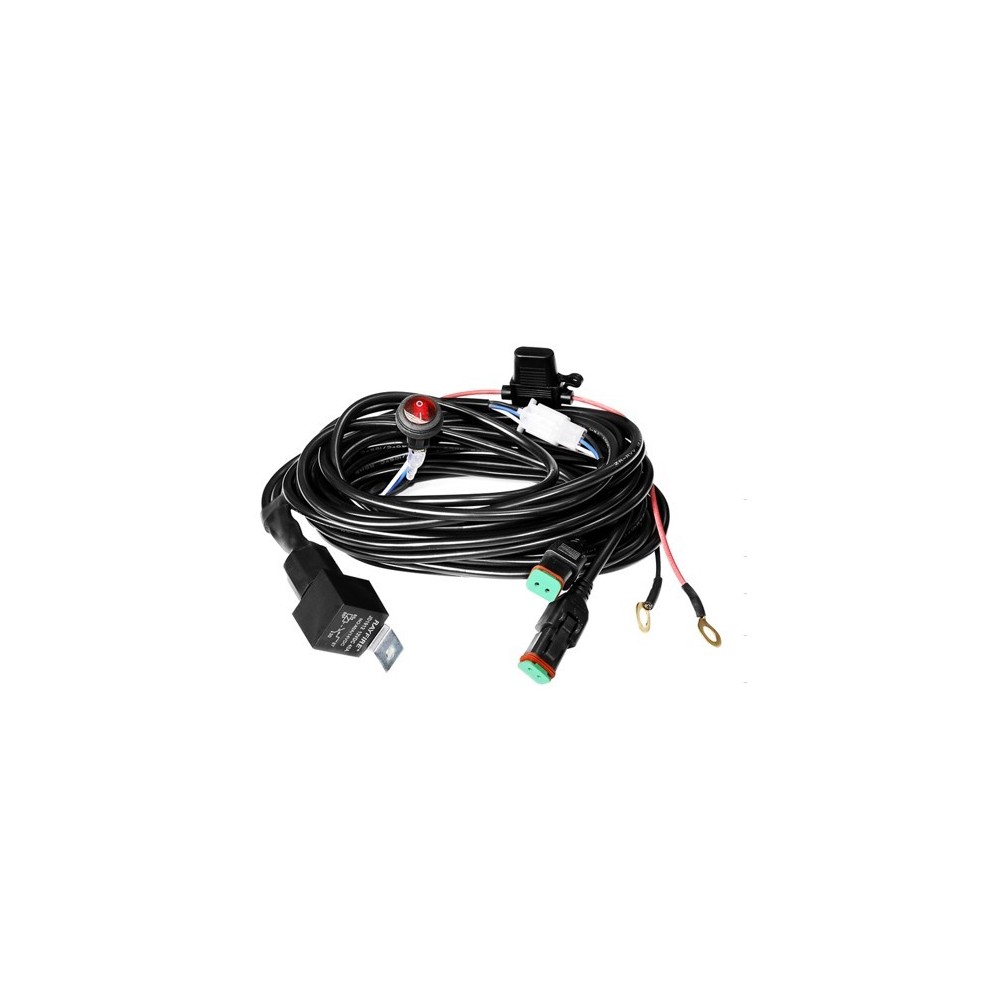 Kabel med afbryder til LEDlife arbejdslampe - Til 2 lamper, 2x15A, DT06-2S stik, 12V input