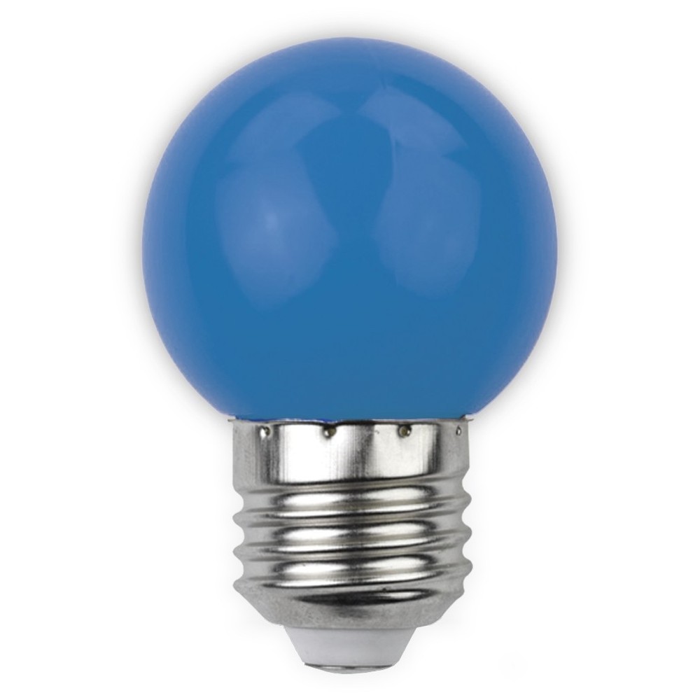 Blå, matteret 1W LED-kronepære med E27 fatning og 230V input - 30lm, RA80