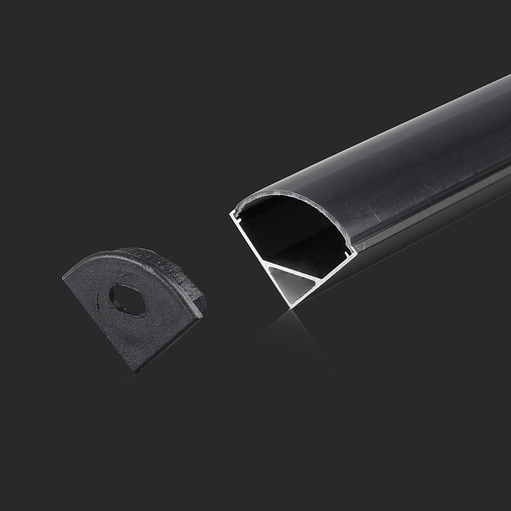 Monteringssæt med diffuser til LED-strip, Sort, 2000x15,8x15,8mm