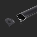 Monteringssæt med diffuser til LED-strip, Sort, 2000x15,8x15,8mm