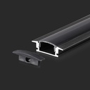 Monteringssæt til LED-stribe med diffuser i sort - 2000x24,7x7mm