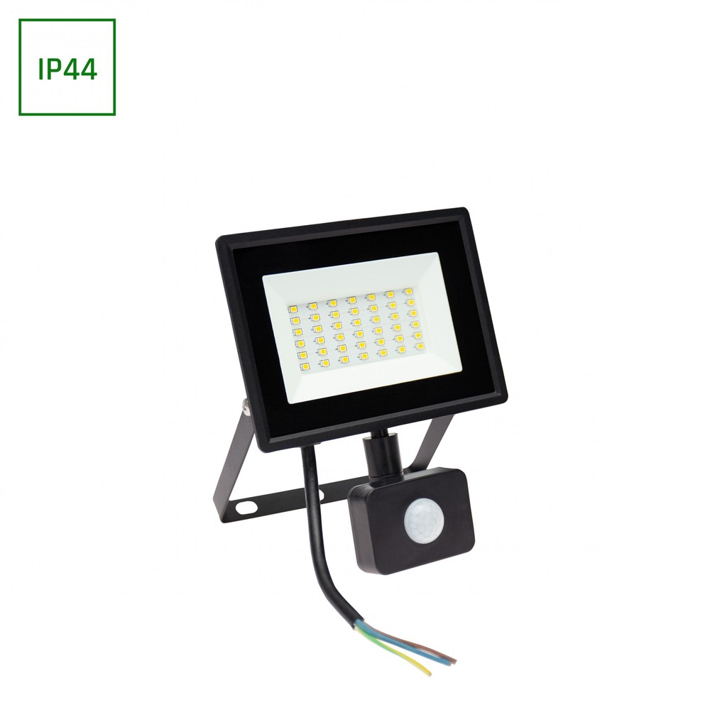NOCTIS LUX 3 PROJEKTØR 30W 230V IP44 150x190x53mm SORT med PIR-sensor - Kraftfuld sort udendørs projektør med PIR-sensor