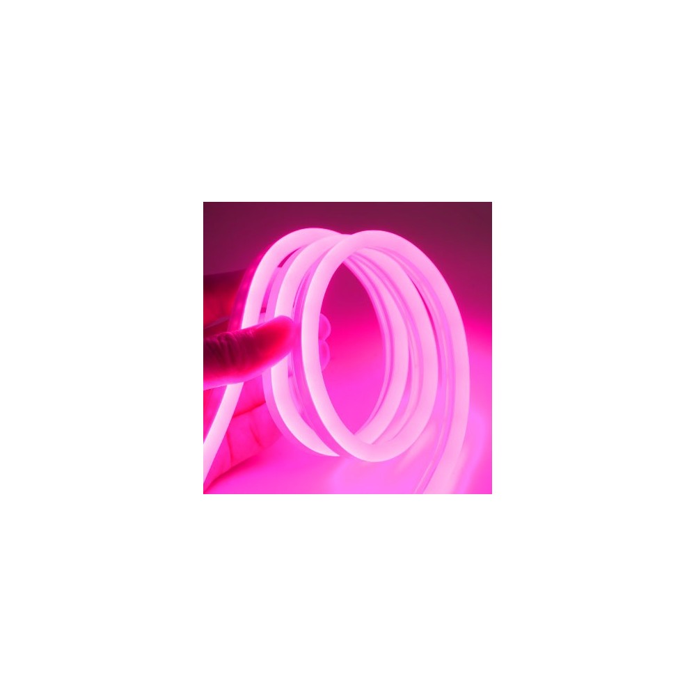 Pink 8x16 Neon Flex LED - 5 meter, 8W pr. meter, IP67, 12V - Fleksibel lysslynge i pink med 8 watt pr. meter, 5 meters længde, IP67 beskyttelse og 355 lumen pr. meter.