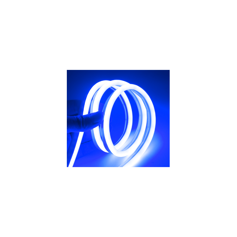 Blå Neon Flex LED Strimmel - 5 meter, 8W/m, Vandtæt IP67, 12V