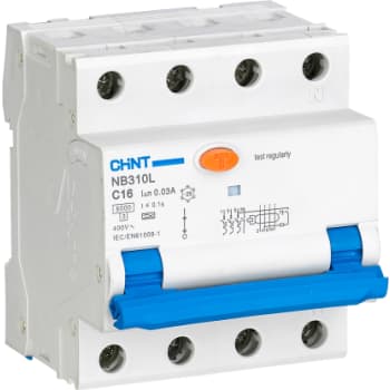 Kombiafbryder RCBO Chint, 3P+N, C karakteristik, 20A, 30mA, 6kA