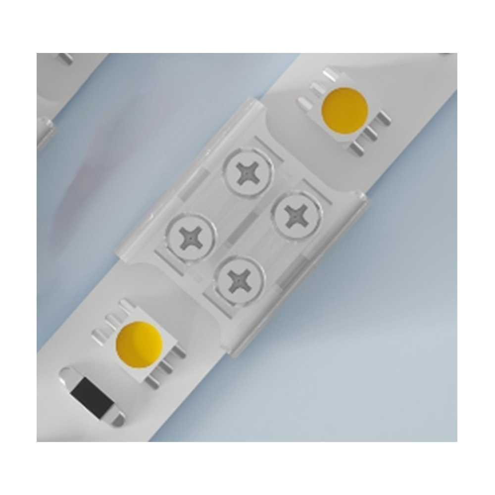 LED strip skruesamler - 10mm, enkeltfarvet, IP20, 5V-24V - Praktisk samler til montering af LED strips i enkeltfarvet lys.